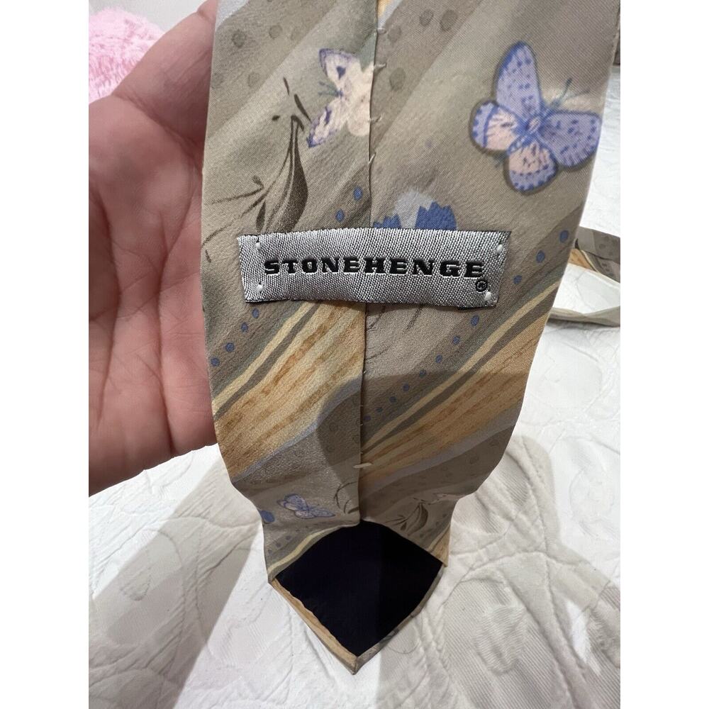 Vintage Stonehenge Neck‎ Tie Butterflies Floral - Picture 6 of 6